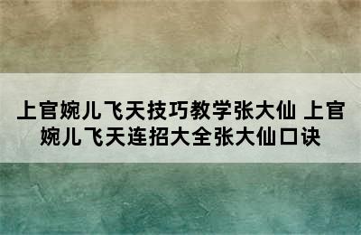 上官婉儿飞天技巧教学张大仙 上官婉儿飞天连招大全张大仙口诀